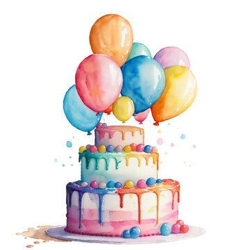 Watercolor Birthday Party Clipart, Graphics, PNG Transparent Background 