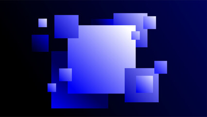 Cyber abstract blue pixel squares technology gradient dark background
