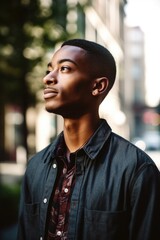 shot of a young man standing outside