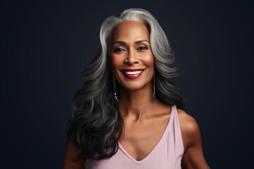 Fototapeta premium AI generated image of mature african woman in studio