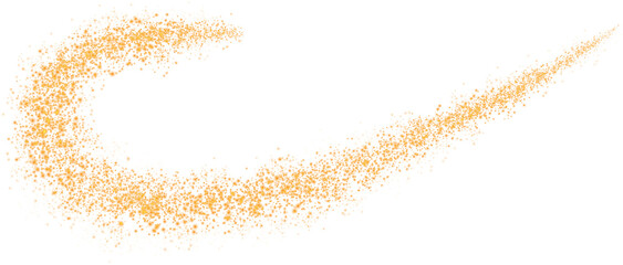 Golden scattering of small particles of sugar crystals, flying salt, top view of baking flour. Golden powder, powdered sugar explosion isolated on transparent background. PNG. - obrazy, fototapety, plakaty