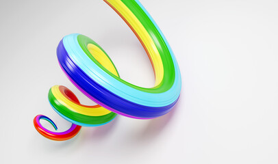 3d Flag of Rainbow 3d Spiral Glossy Ribbon Of Rainbow On White Background 3d Illustration