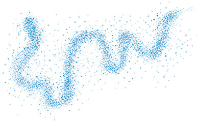 Blue scattering of small particles of sugar crystals, flying salt, top view of baking flour. Blue powder, powdered sugar explosion isolated on transparent background. PNG.