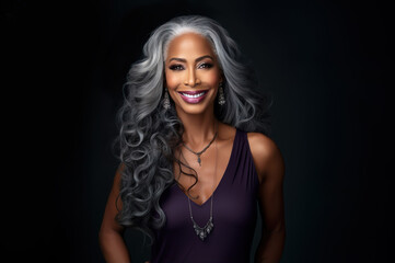 Fototapeta premium AI generated image of mature african woman in studio