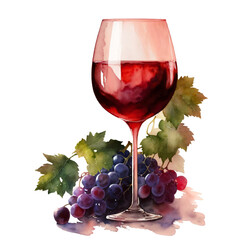 Watercolor Wine Clipart - Digital PNG Wine Grapes, Red and White Wine Celebration Transparent PNG