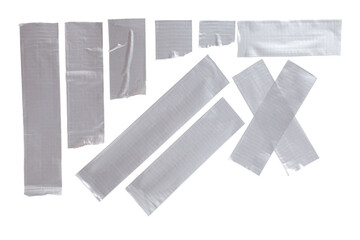 Different stripes of reinforced adhesive tape isolated on white background