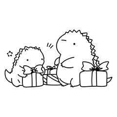 Little cute kawaii dragon coloring page for kids winter new year dragon.