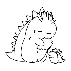 Little cute kawaii dragon coloring page for kids winter new year dragon.