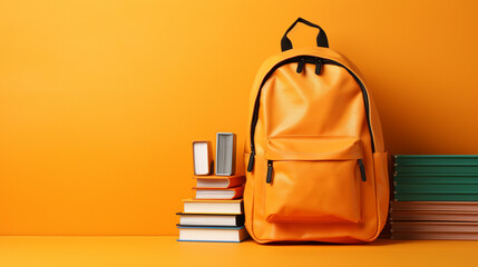 School bag with books