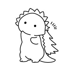 Little cute kawaii dragon coloring page for kids winter new year dragon.