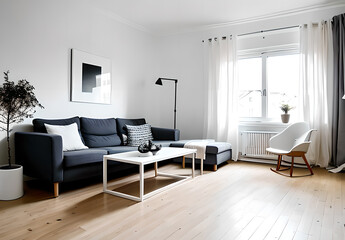 Fototapeta premium Modern living room with sofa,Generative AI