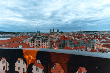 Twilight City View: Prague's Picturesque Architecture and City Lights