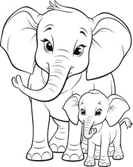 Naklejka premium Cute elephant stands ans smiles