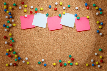 cork bulletin board. cork board with note