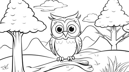 cute kind owl sitting on the tree in the forest