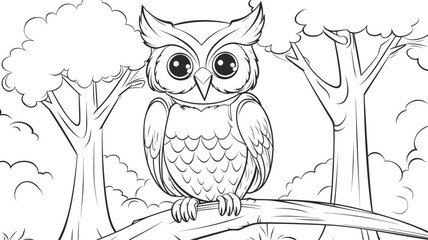 cute kind owl sitting on the tree in the forest