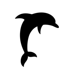 Dolphin black icon. Isolated element on white background. Best for seamless patterns, print, apps, stickers and web design.