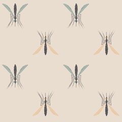 Mosquito seamless pattern for textile design, wallpaper, wrapping paper.