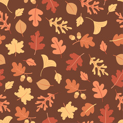 Vector seamless pattern with autumn leaves