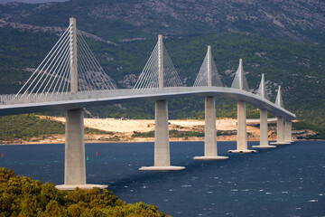 New modern bridge on Peljesac peninsula, connecting southeastern Croatian semi-exclave to the rest of the country.