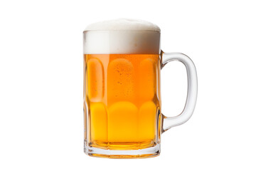 Full Beer Mug side view isolated on transparent background.