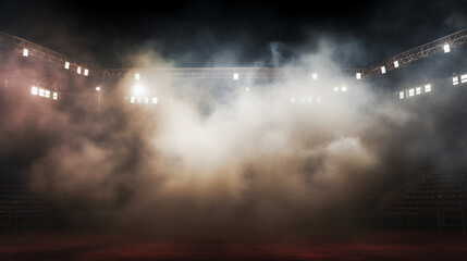 Bright Stadium Arena Lights with Dramatic Smoke Effect. Mockup