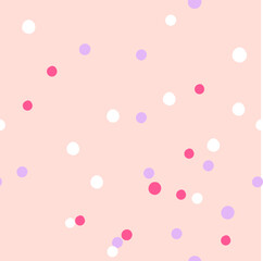 Pink confetti seamless background, bright party vector background
