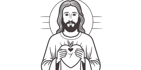 pencile drawing of Divine Mercy Of Jesus Christ, Illustration, Generative A.I