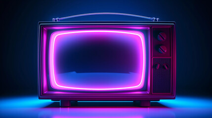 Retro TV Cyberpunk Style Vivid Neon Colors