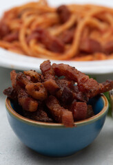 Cooked Beef Cheeks On Pasta, Cheese And Tomato Sauce