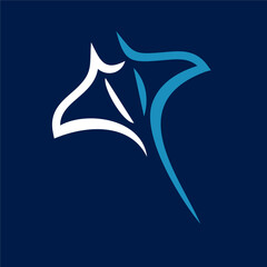 simple stingray line icon logo vector design, modern logo pictogram design of manta ray fish © Tamiline