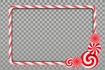 Obraz premium Candy cane border frame. Christmas decoration ornament