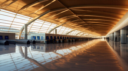 Airport terminal, modern airport terminal. Generative Ai