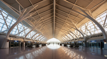 Airport terminal, modern airport terminal. Generative Ai