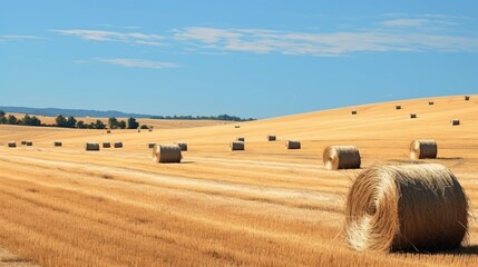 small fresh style autumn field wheat field harvest illustration