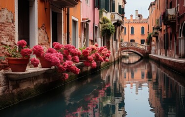 Italy lake with colorful house and water