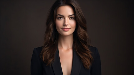 Fototapeta premium Portrait of Smiling Businesswoman in Suit on Isolated Background
