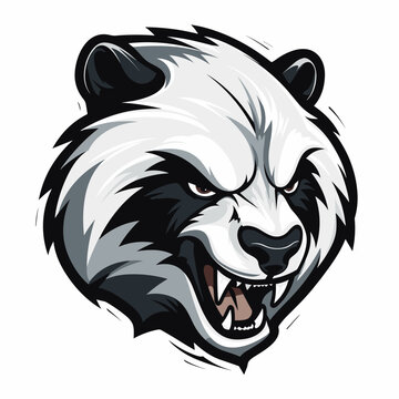 Esport panda vector logo on white background side view, panda icon, panda head, panda sticker