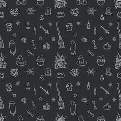 Seamless Halloween pattern. Doodle Halloween background