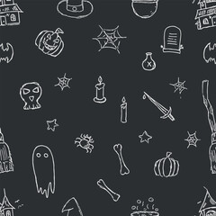 Seamless Halloween pattern. Doodle Halloween background