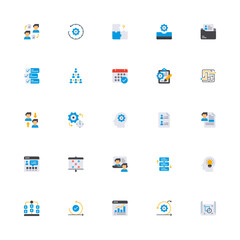 Project Management Flat 2d Icon. Editable stroke. Pixel Perfect at 32x32