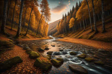 sunset over the river