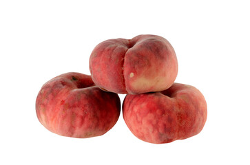 Peach fruit on a white background close-up
