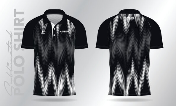 Black And White Polo Shirt Mockup Template Design For Sport Uniform