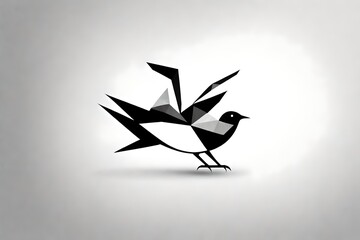 Design of professional logo featuring a bird in black on a white background. Include geometric shapes as an additional design element