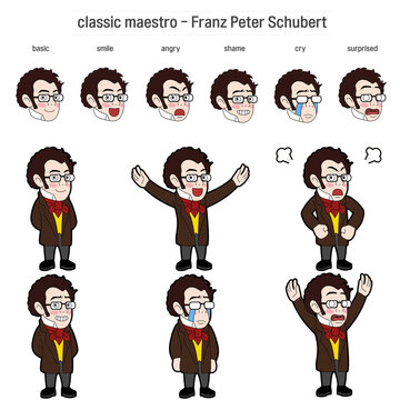 Cute classical composer, performer illustration - 07_Franz Peter Schubert