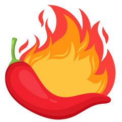 Chili fire flame hot pepper spicy food vegetable illustration transparent background