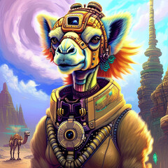 Portrait of a Anthropomorphic Camel. Digital illustration.