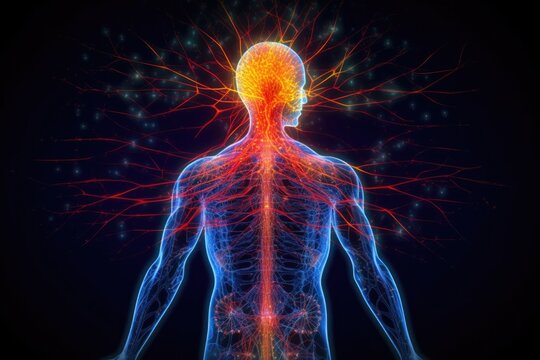 Concept of Artificial Intelligence and Network. Human communication in new dimension.