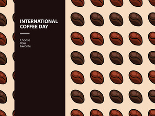 international coffee day seamless pattern cappuccino roasted october arabica aroma cafe caffeine art